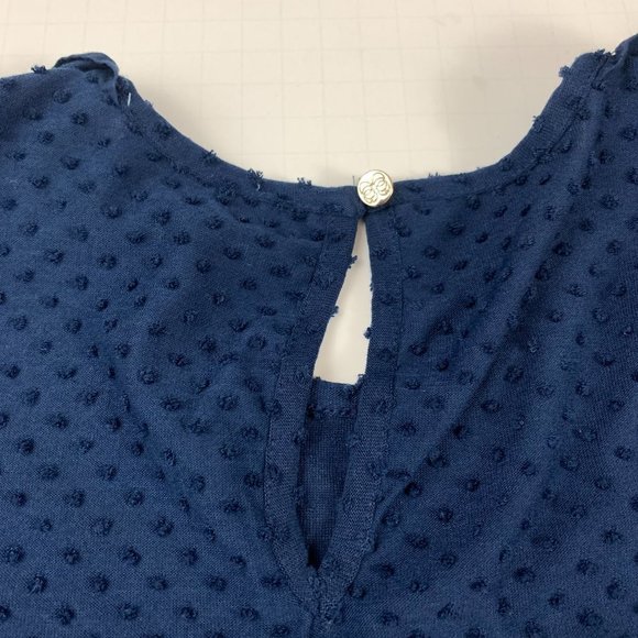 CeCe Navy Ruffle Sleeve Blouse, Size S, EUC - Picture 8 of 9